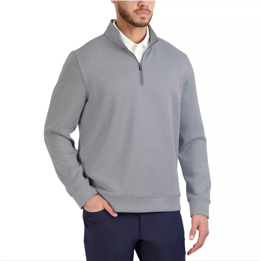 Hickey Freeman Comfort Stretch Quarter Zip Pullover Striped Sweater XXL